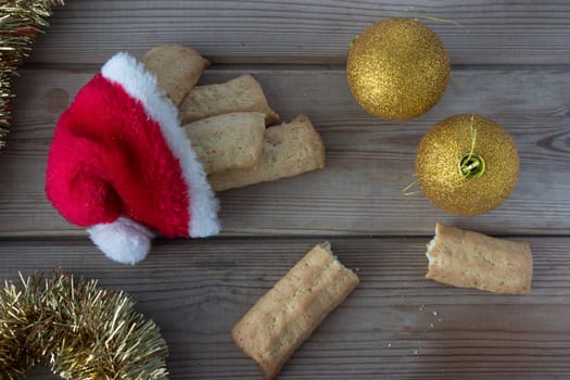 cookie in a Santa Claus hat, high angle