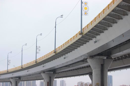 view under the grey briage in the city