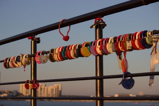 colorful vibrant vivid bright heart shaped locks