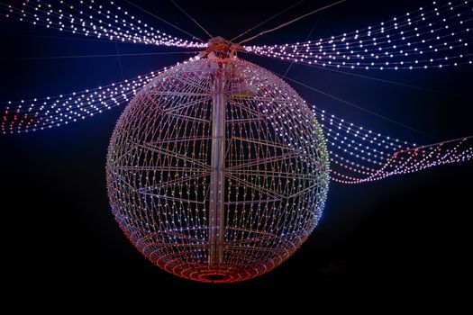 new year lighting ball hanging in the night