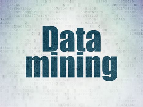 Data concept: Painted blue word Data Mining on Digital Data Paper background