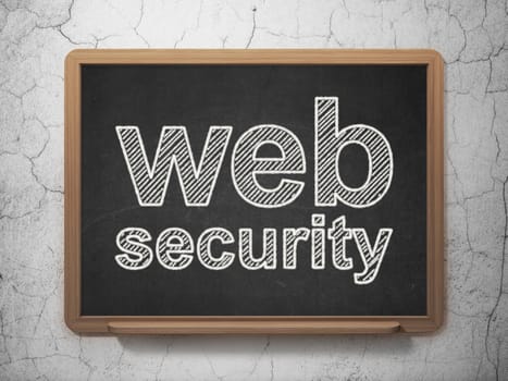 Privacy concept: text Web Security on Black chalkboard on grunge wall background, 3D rendering