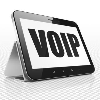 Web development concept: Tablet Computer with black text VOIP on display, 3D rendering