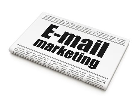 Advertising concept: newspaper headline E-mail Marketing on White background, 3D rendering