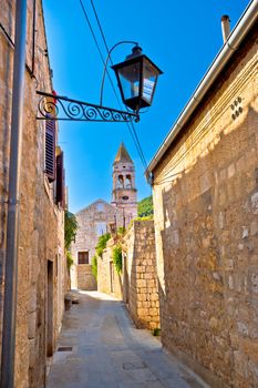Old narrow stone street of Vis view, island in Dalmatia, Croatia
