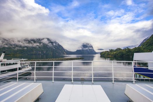 pier of milfordsound cruise fiordland national park new zealand