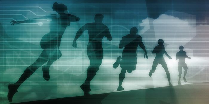 Fitness App Tracker Software Silhouette Illustration