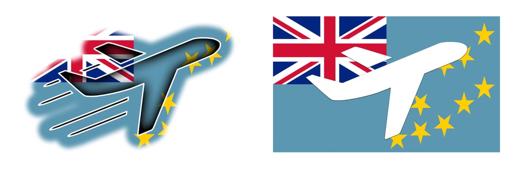 Nation flag - Airplane isolated on white - Tuvalu