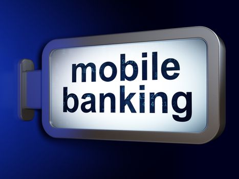 Banking concept: Mobile Banking on advertising billboard background, 3D rendering