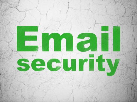 Privacy concept: Green Email Security on textured concrete wall background