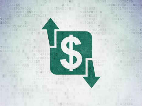 Business concept: Painted green Finance icon on Digital Data Paper background