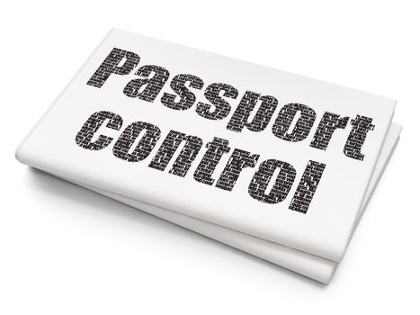 Travel concept: Pixelated black text Passport Control on Blank Newspaper background, 3D rendering