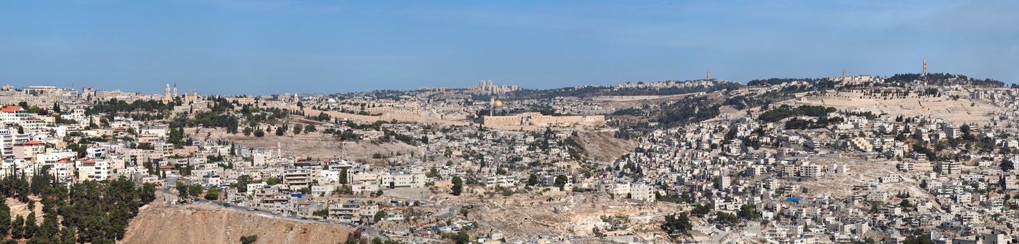 Panorama of Jerusalem with Temple Mount in the center