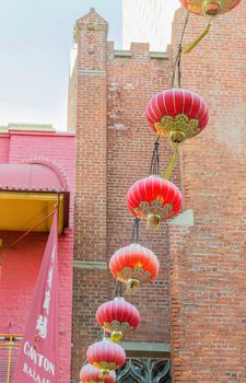 San Francisco, CA, USA, October 23, 2016: Beautiful red Chinese lanterns in Chinatown of San Francisco, California, USA