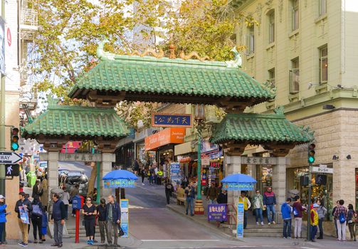 San Francisco, CA, USA, October 23, 2016: China Town Dragon Gate in San Francisco