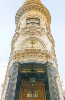 SAN FRANCISCO, CA, USA, October 23, 2016: Church of Scientology Building on the corner of Montgomery and Columbus Streets in San Francisco.