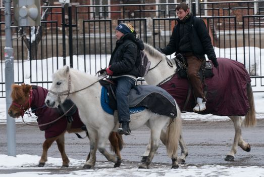 Moscow 2016 december, horse and pony riders male and female