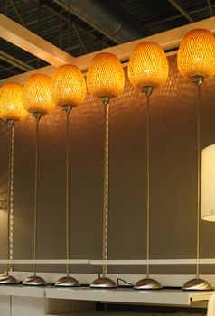 desk lamps in store on display for home interior