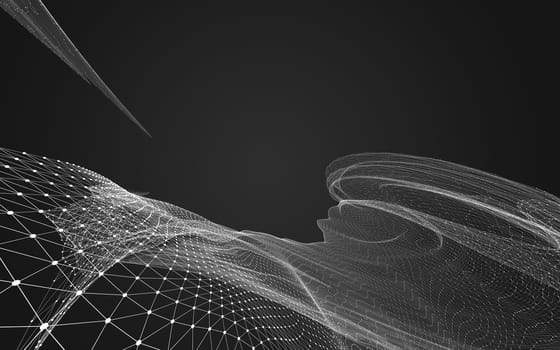 Abstract polygonal space low poly dark background with connecting dots and lines. Connection structure. 3d rendering