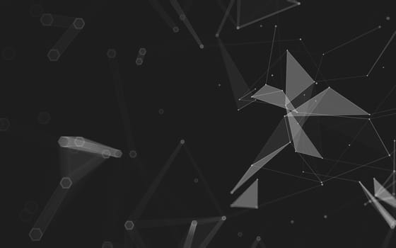 Abstract polygonal space low poly dark background with connecting dots and lines. Connection structure. 3d rendering