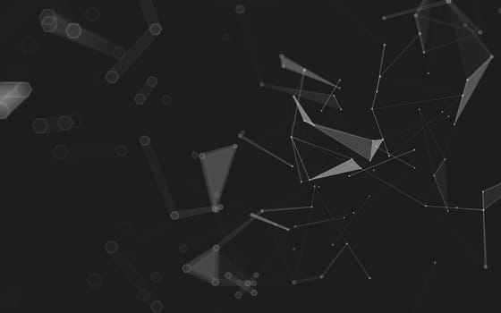 Abstract polygonal space low poly dark background with connecting dots and lines. Connection structure. 3d rendering