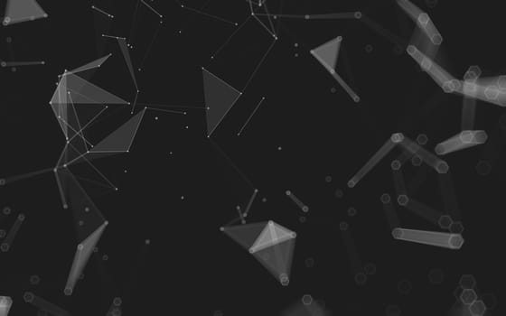 Abstract polygonal space low poly dark background with connecting dots and lines. Connection structure. 3d rendering