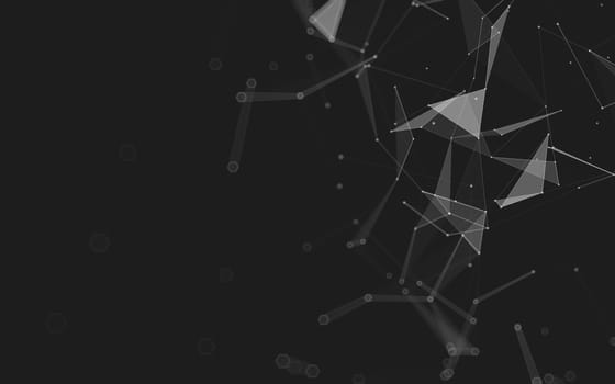 Abstract polygonal space low poly dark background with connecting dots and lines. Connection structure. 3d rendering