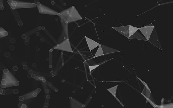 Abstract polygonal space low poly dark background with connecting dots and lines. Connection structure. 3d rendering