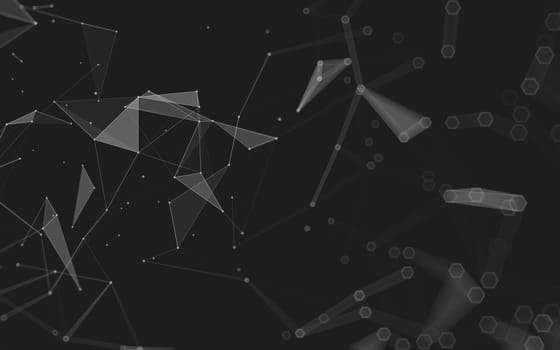 Abstract polygonal space low poly dark background with connecting dots and lines. Connection structure. 3d rendering