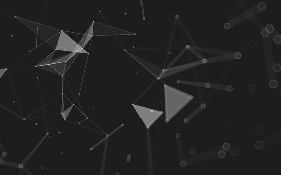 Abstract polygonal space low poly dark background with connecting dots and lines. Connection structure. 3d rendering