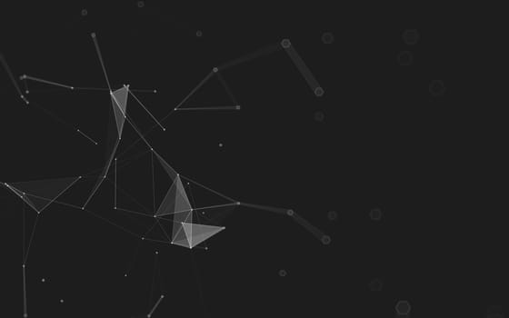 Abstract polygonal space low poly dark background with connecting dots and lines. Connection structure. 3d rendering