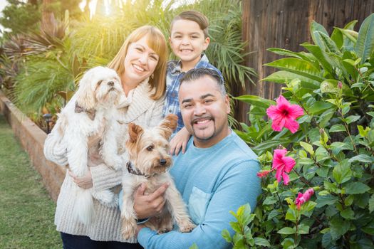 Happy Mixed Race Family Portrait Outdoors.