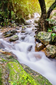 Beautiful waterfall with sunlight, Nature landscape