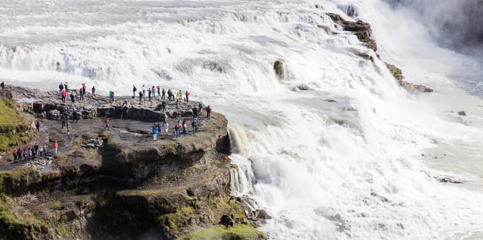 ICELAND - July 26, 2016: Icelandic Waterfall Gullfoss
