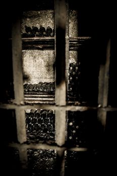 Old and Dusty Wine Bottles, France, Gironde, Aquitaine
