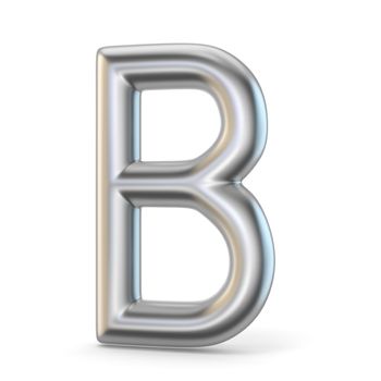Metal alphabet symbol. Letter B 3D render illustration isolated on white background