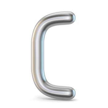 Metal alphabet symbol. Letter C 3D render illustration isolated on white background