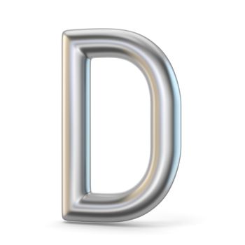 Metal alphabet symbol. Letter D 3D render illustration isolated on white background
