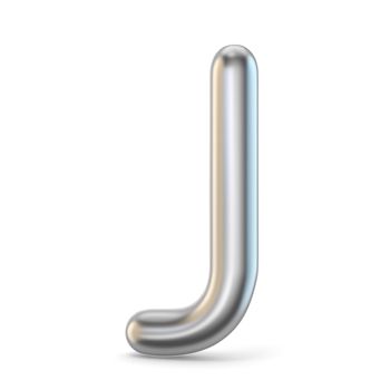 Metal alphabet symbol. Letter J 3D render illustration isolated on white background