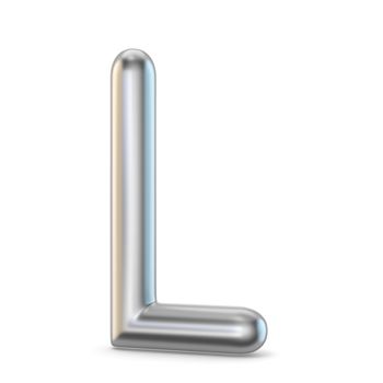 Metal alphabet symbol. Letter L 3D render illustration isolated on white background