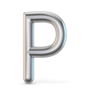 Metal alphabet symbol. Letter P 3D render illustration isolated on white background