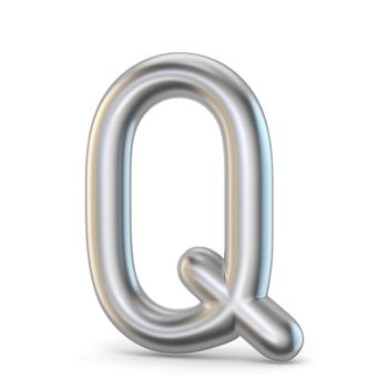 Metal alphabet symbol. Letter Q 3D render illustration isolated on white background