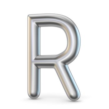 Metal alphabet symbol. Letter R 3D render illustration isolated on white background