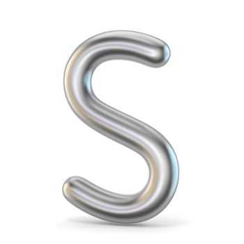 Metal alphabet symbol. Letter S 3D render illustration isolated on white background