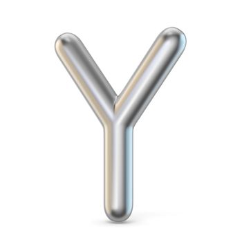 Metal alphabet symbol. Letter Y 3D render illustration isolated on white background