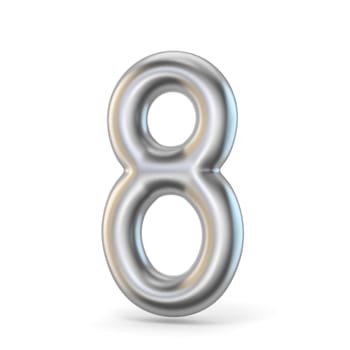 Metal silver font. Number EIGHT 8 3D render illustration isolated on white background