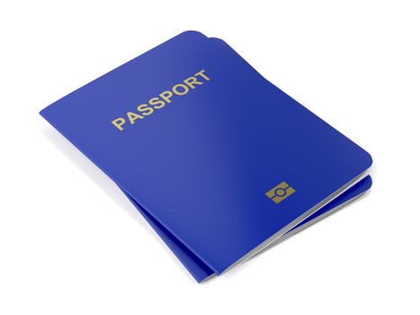 Two biometric passports on white background