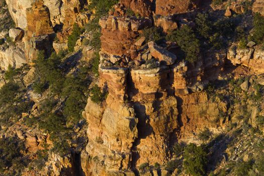 Dramatic rock and columns seen from Navajo Point in Grand Canyon National Park in Arizona, USA.  