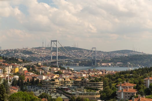 The Bosphorus Bridge connects Europe and Asia over the Bosphorus in Istanbul, Turkey
