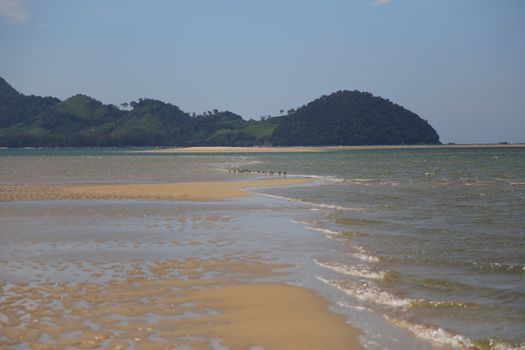 Beach appear when water down at Mod Tanoy Beach in Kantang of Trang Thailand